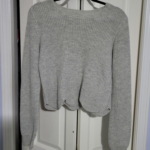 Dynamite, scalloped, grey, knit sweater - Picture 1 of 1